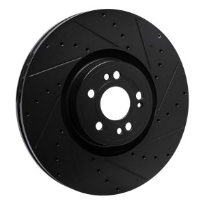 Mercedes-Benz GLE450e Brake Rotor (1) - Front Right - R1 Concepts - Drilled & Slotted - Black - `20-`26